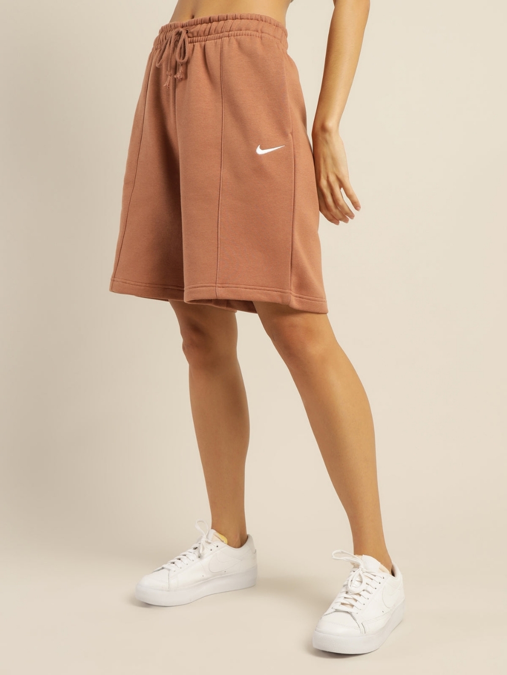 Nike Sportswear Brown Terracotta Essential Fleece Logo Sweat Shorts - Picture 2 of 9